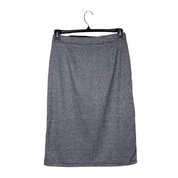 NWT Max Studio Gray Herringbone Pull On Gathered Faux Wrap Pencil Skirt Size M - Picture 4 of 7